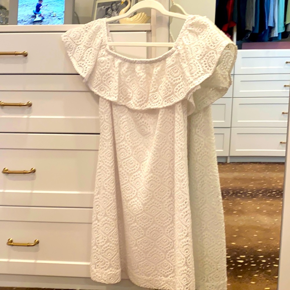 Lilly Pulitzer White off shoulder ruffle dress